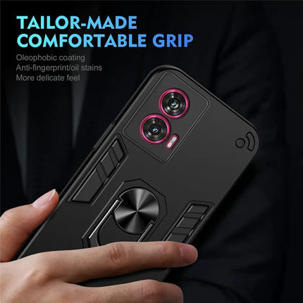 For Motorola Edge 50 Fusion 5G Case PC+TPU Drop Defend Phone Cover with Ring Kickstand