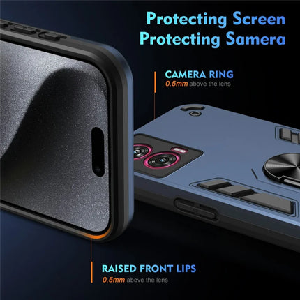 For Motorola Edge 50 Fusion 5G Case PC+TPU Drop Defend Phone Cover with Ring Kickstand