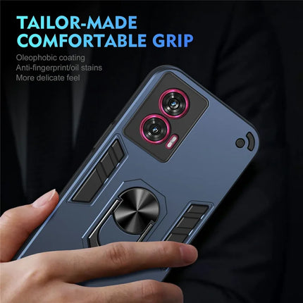 For Motorola Edge 50 Fusion 5G Case PC+TPU Drop Defend Phone Cover with Ring Kickstand