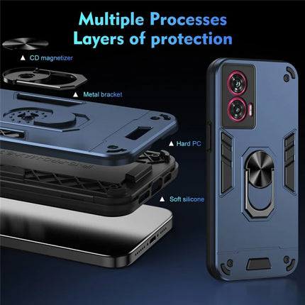 For Motorola Edge 50 Fusion 5G Case PC+TPU Drop Defend Phone Cover with Ring Kickstand