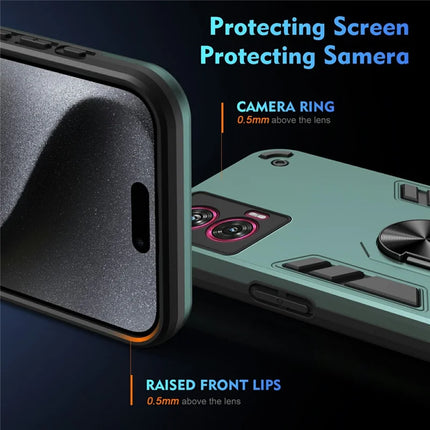 For Motorola Edge 50 Fusion 5G Case PC+TPU Drop Defend Phone Cover with Ring Kickstand