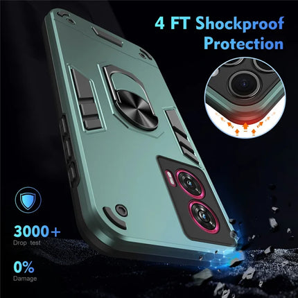 For Motorola Edge 50 Fusion 5G Case PC+TPU Drop Defend Phone Cover with Ring Kickstand