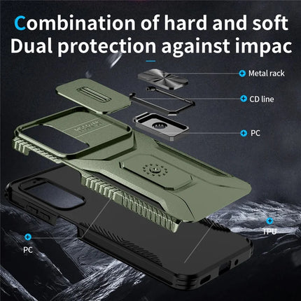For Samsung Galaxy A16 5G / A16 4G Case Camshield Kickstand TPU+PC Anti-Slip Phone Cover
