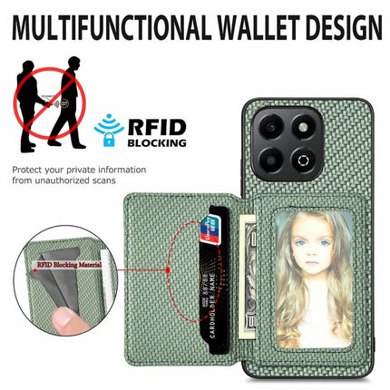 For Honor X6b 4G Case RFID Blocking Card Holder Carbon Fiber Leather+PC+TPU Phone Cover