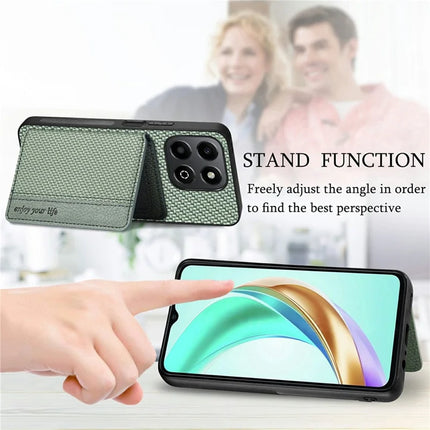 For Honor X6b 4G Case RFID Blocking Card Holder Carbon Fiber Leather+PC+TPU Phone Cover