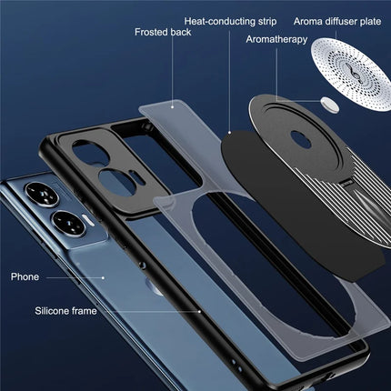 For Motorola Edge 50 Fusion 5G Magnetic Case Heat Dissipation Aromatherapy Kickstand Silicone+PC Phone Cover