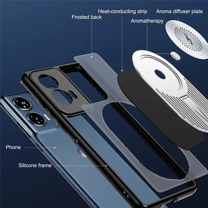 For Motorola Edge 50 Fusion 5G Magnetic Case Heat Dissipation Aromatherapy Kickstand Silicone+PC Phone Cover