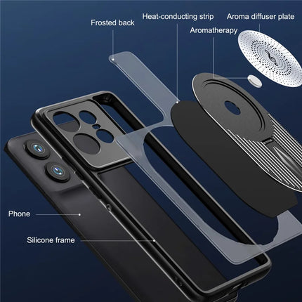 For Motorola Edge 50 Pro 5G Magnetic Case Heat Dissipation Aromatherapy Kickstand Silicone+PC Phone Cover