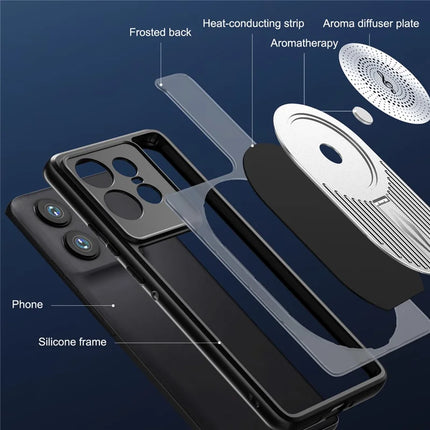 For Motorola Edge 50 Pro 5G Magnetic Case Heat Dissipation Aromatherapy Kickstand Silicone+PC Phone Cover