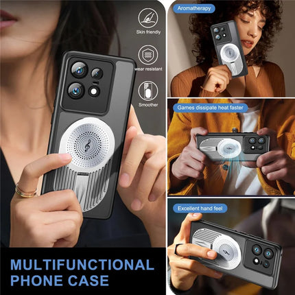 For Motorola Edge 50 Pro 5G Magnetic Case Heat Dissipation Aromatherapy Kickstand Silicone+PC Phone Cover