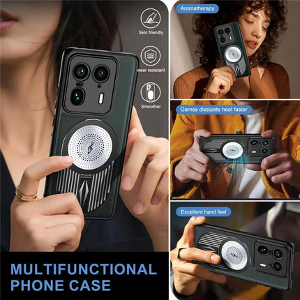 For Motorola Moto X50 Ultra 5G / Edge 50 Ultra 5G Magnetic Case Heat Dissipation Aromatherapy Kickstand Silicone+PC Phone Cover