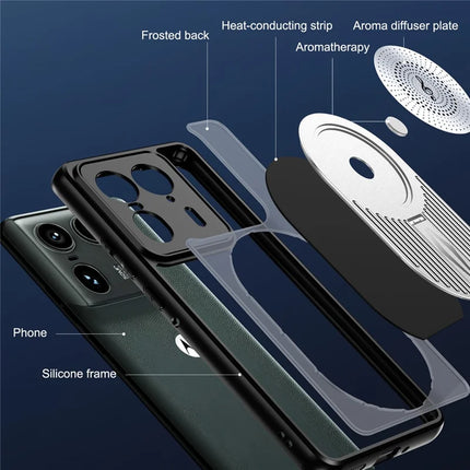 For Motorola Moto X50 Ultra 5G / Edge 50 Ultra 5G Magnetic Case Heat Dissipation Aromatherapy Kickstand Silicone+PC Phone Cover