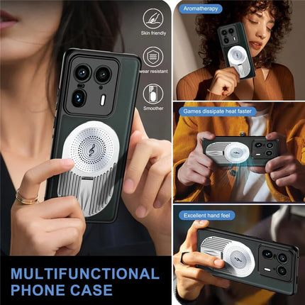 For Motorola Moto X50 Ultra 5G / Edge 50 Ultra 5G Magnetic Case Heat Dissipation Aromatherapy Kickstand Silicone+PC Phone Cover