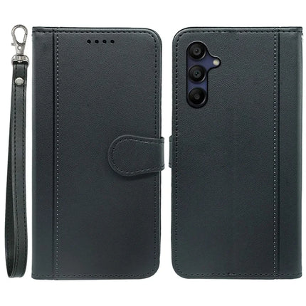 For Samsung Galaxy A16 5G / A16 4G Wallet Case Magnetic Snap Leather Phone Cover with Strap - Black