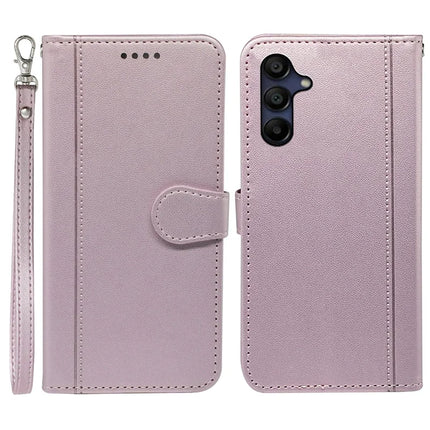 For Samsung Galaxy A16 5G / A16 4G Wallet Case Magnetic Snap Leather Phone Cover with Strap - Rose Gold