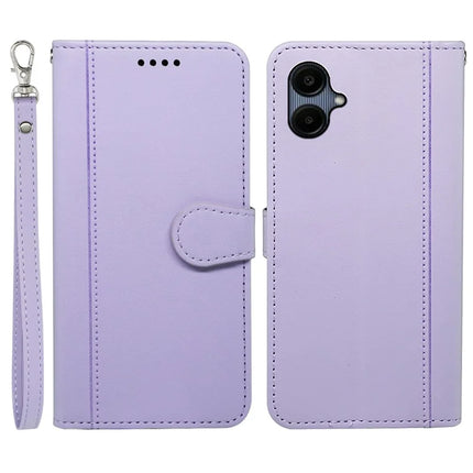 For Samsung Galaxy A06 Wallet Case Magnetic Snap Leather Phone Cover with Strap - Purple