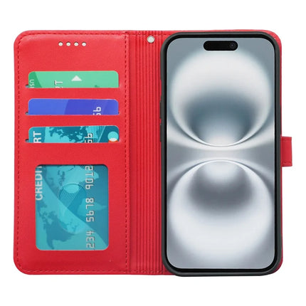 For iPhone 16 Wallet Case Magnetic Snap Leather Phone Cover with Strap