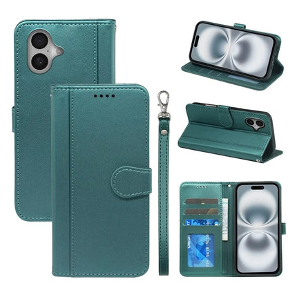 For iPhone 16 Wallet Case Magnetic Snap Leather Phone Cover with Strap