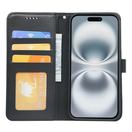 For iPhone 16 Plus Wallet Case Magnetic Snap Leather Phone Cover with Strap