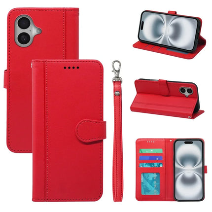 For iPhone 16 Plus Wallet Case Magnetic Snap Leather Phone Cover with Strap