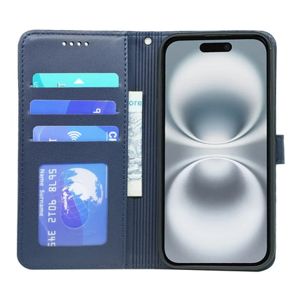 For iPhone 16 Plus Wallet Case Magnetic Snap Leather Phone Cover with Strap