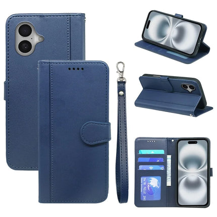 For iPhone 16 Plus Wallet Case Magnetic Snap Leather Phone Cover with Strap
