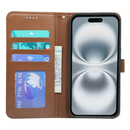 For iPhone 16 Plus Wallet Case Magnetic Snap Leather Phone Cover with Strap