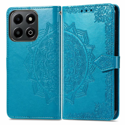 For Honor X6b 4G Wallet Case Mandala Flower Leather Phone Cover Stand View - Blue