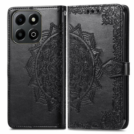 For Honor X6b 4G Wallet Case Mandala Flower Leather Phone Cover Stand View - Black