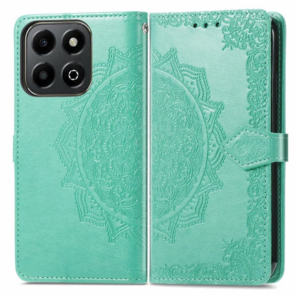 For Honor X6b 4G Wallet Case Mandala Flower Leather Phone Cover Stand View - Green