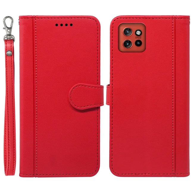 For Motorola Edge 50 Neo 5G / Moto S50 5G / Thinkphone 25 5G Wallet Case Magnetic Snap Leather Phone Cover with Strap - Red
