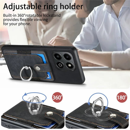 For Honor X6b 4G Case Kickstand Leather+TPU Non-Slip Protective Cover Card Slots