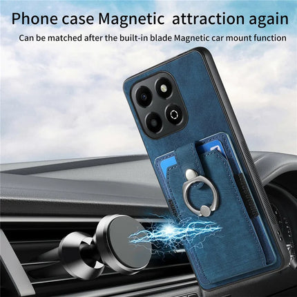 For Honor X6b 4G Case Kickstand Leather+TPU Non-Slip Protective Cover Card Slots