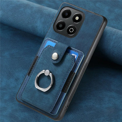 For Honor X6b 4G Case Kickstand Leather+TPU Non-Slip Protective Cover Card Slots