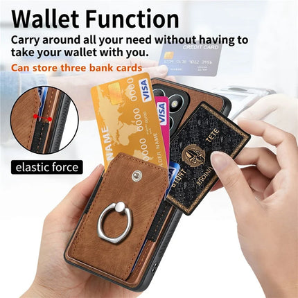 For Honor X6b 4G Case Kickstand Leather+TPU Non-Slip Protective Cover Card Slots