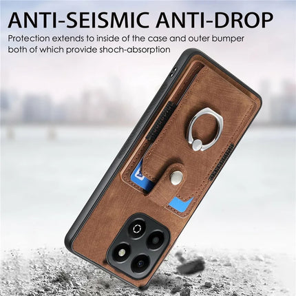 For Honor X6b 4G Case Kickstand Leather+TPU Non-Slip Protective Cover Card Slots