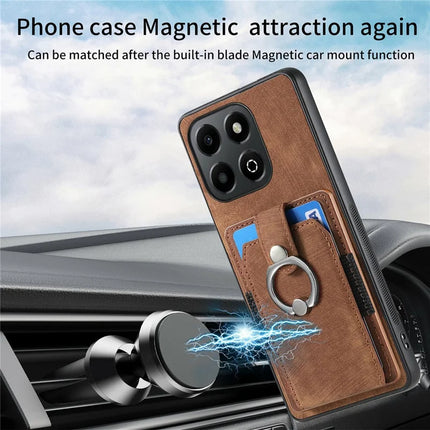 For Honor X6b 4G Case Kickstand Leather+TPU Non-Slip Protective Cover Card Slots