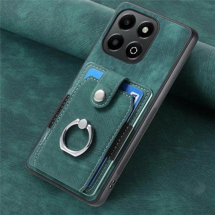 For Honor X6b 4G Case Kickstand Leather+TPU Non-Slip Protective Cover Card Slots