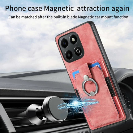 For Honor X6b 4G Case Kickstand Leather+TPU Non-Slip Protective Cover Card Slots