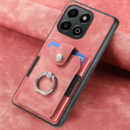 For Honor X6b 4G Case Kickstand Leather+TPU Non-Slip Protective Cover Card Slots