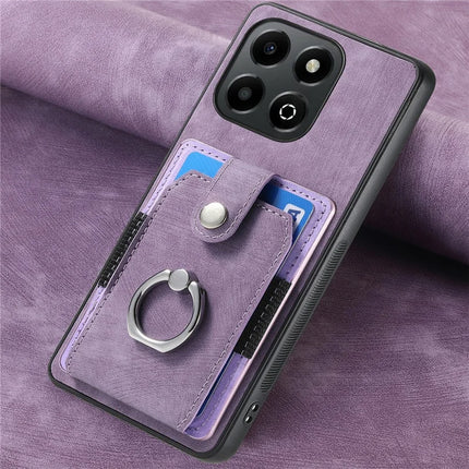 For Honor X6b 4G Case Kickstand Leather+TPU Non-Slip Protective Cover Card Slots