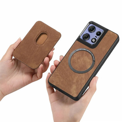 For Motorola Edge 50 Pro 5G Case Leather+TPU Retro Phone Cover with Detachable Card Slot