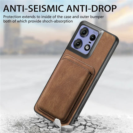 For Motorola Edge 50 Pro 5G Case Leather+TPU Retro Phone Cover with Detachable Card Slot