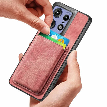 For Motorola Edge 50 Pro 5G Case Leather+TPU Retro Phone Cover with Detachable Card Slot