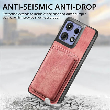 For Motorola Edge 50 Pro 5G Case Leather+TPU Retro Phone Cover with Detachable Card Slot