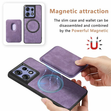 For Motorola Edge 50 Pro 5G Case Leather+TPU Retro Phone Cover with Detachable Card Slot