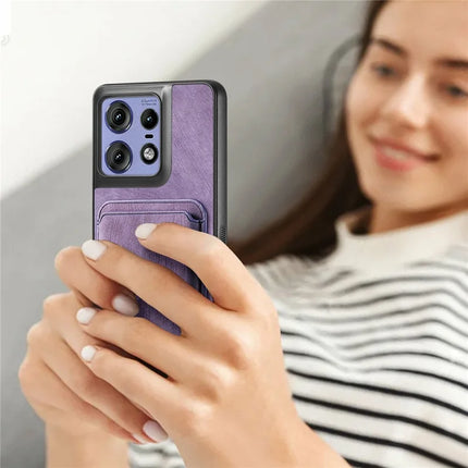 For Motorola Edge 50 Pro 5G Case Leather+TPU Retro Phone Cover with Detachable Card Slot