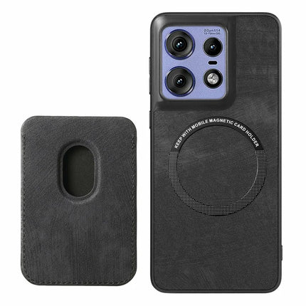 For Motorola Edge 50 Pro 5G Case Leather+TPU Retro Phone Cover with Detachable Card Slot
