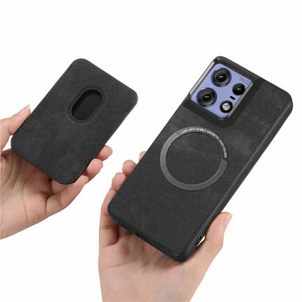 For Motorola Edge 50 Pro 5G Case Leather+TPU Retro Phone Cover with Detachable Card Slot