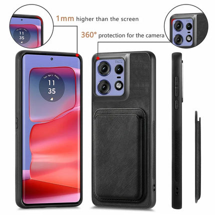 For Motorola Edge 50 Pro 5G Case Leather+TPU Retro Phone Cover with Detachable Card Slot